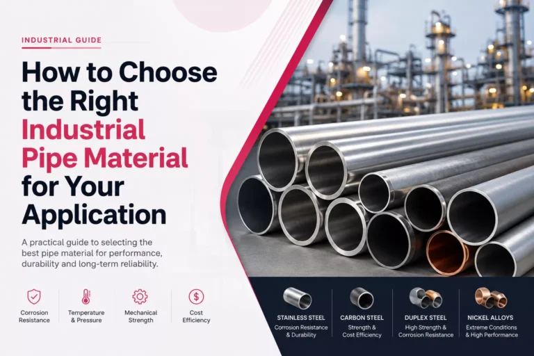 Stainless steel and carbon steel pipes on an industrial site background