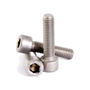Three stainless steel hex and spline socket head cap bolts
