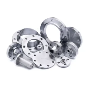 Variety of carbon steel flanges displayed on white background