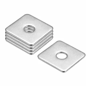 Stack of square plain washers and one individual washer