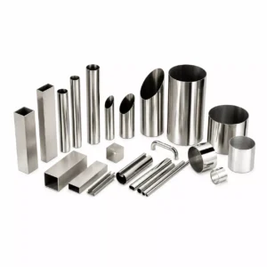 Assortment of carbon steel tubes and pipes in various shapes and sizes.